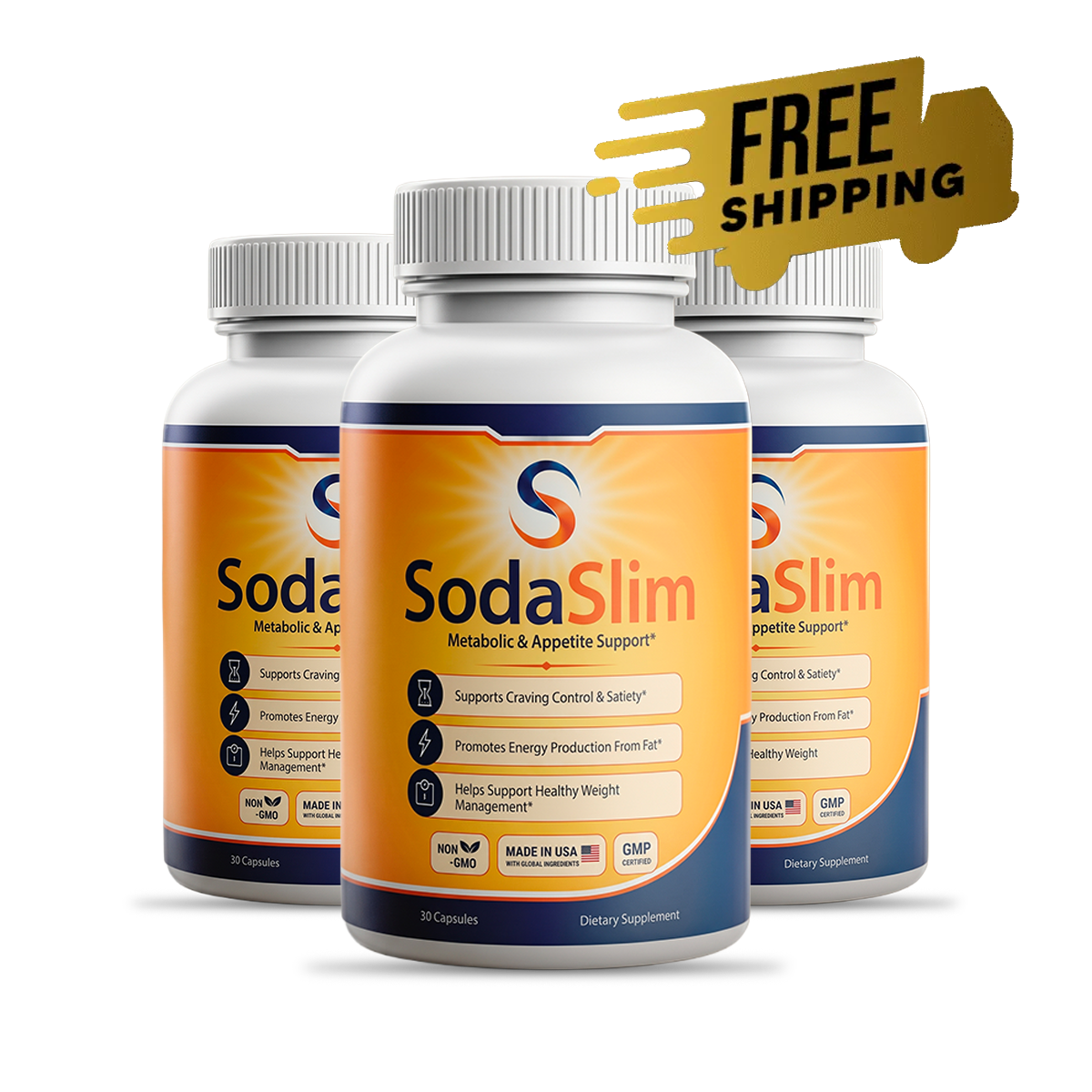 SodaSlim natural weight loss capsules — 3 bottle supply